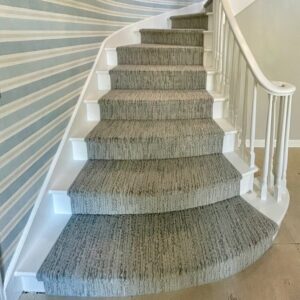 Stylish stair runner with cooridnating wall paper